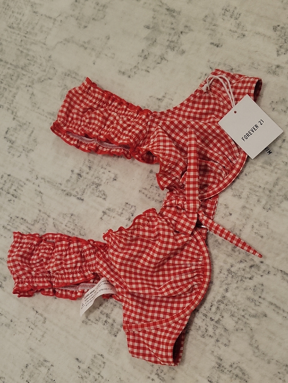 Forever 21 Red Gingham Ruffle Bikini Set